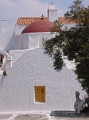 Mykonos Altstadt Mikonos Kirche und Pelikan